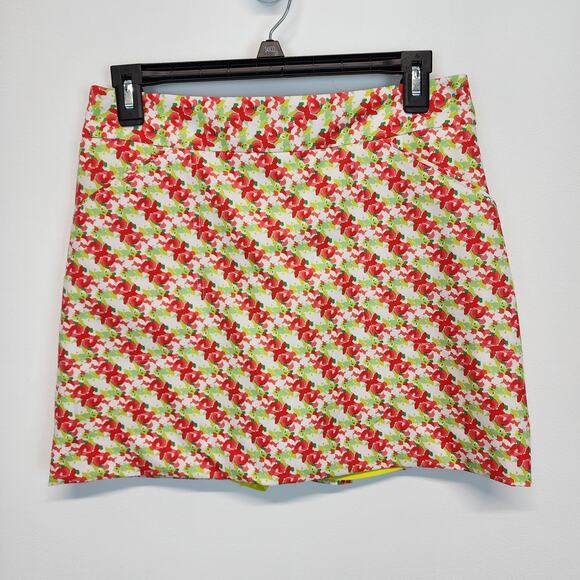 Peter Millar Floral Golf Skort Size 2 Green Red Stretch Pickleball Preppy Sporty - Picture 1 of 12